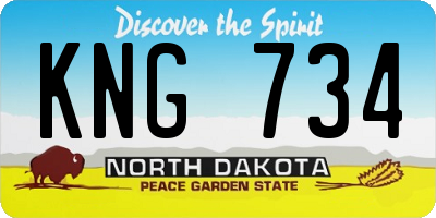 ND license plate KNG734