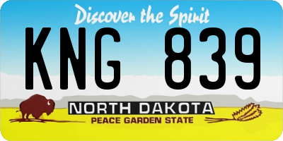 ND license plate KNG839