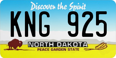ND license plate KNG925