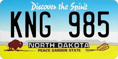 ND license plate KNG985