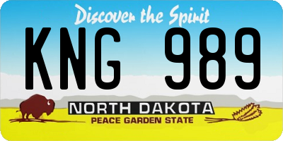 ND license plate KNG989