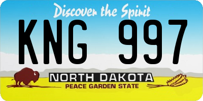 ND license plate KNG997