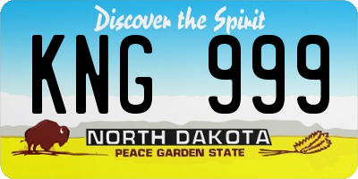 ND license plate KNG999