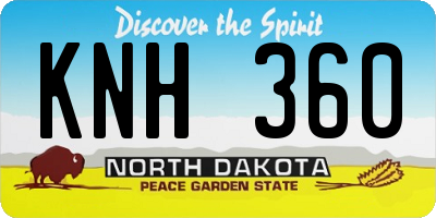 ND license plate KNH360