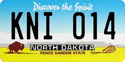 ND license plate KNI014