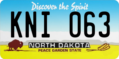 ND license plate KNI063