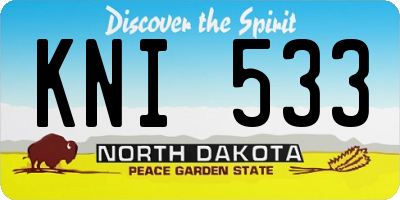 ND license plate KNI533