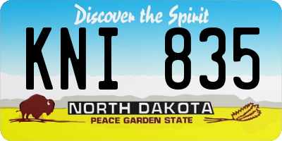 ND license plate KNI835