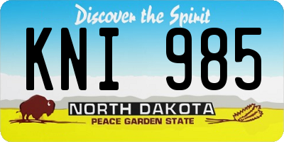 ND license plate KNI985