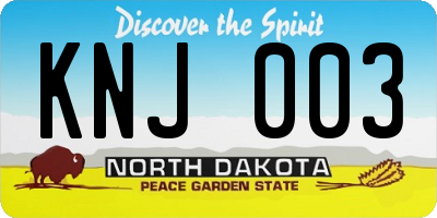 ND license plate KNJ003
