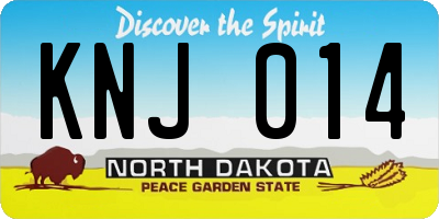 ND license plate KNJ014