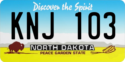 ND license plate KNJ103