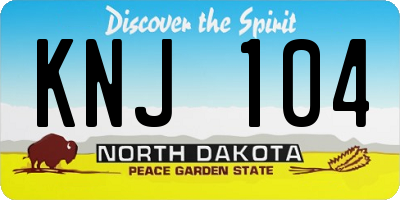 ND license plate KNJ104