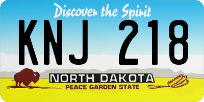 ND license plate KNJ218
