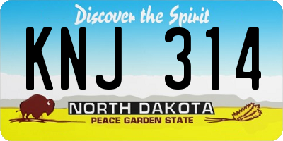 ND license plate KNJ314