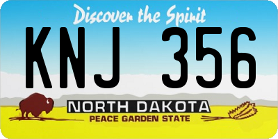 ND license plate KNJ356