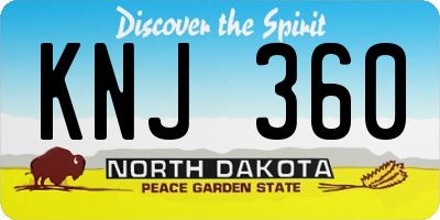 ND license plate KNJ360