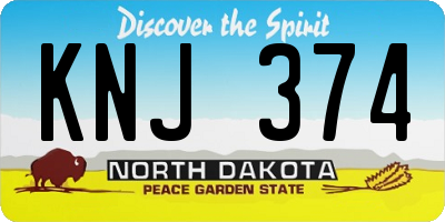 ND license plate KNJ374