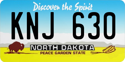 ND license plate KNJ630