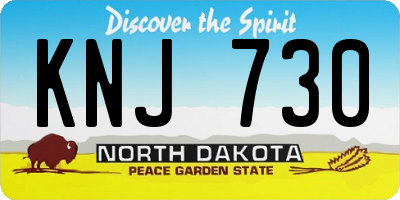 ND license plate KNJ730
