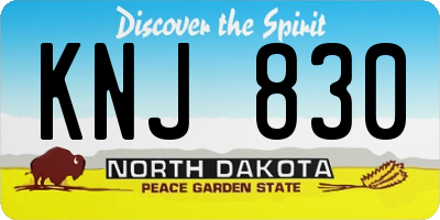 ND license plate KNJ830