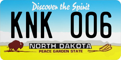 ND license plate KNK006