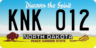 ND license plate KNK012