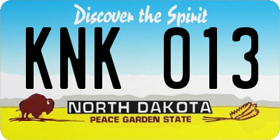ND license plate KNK013