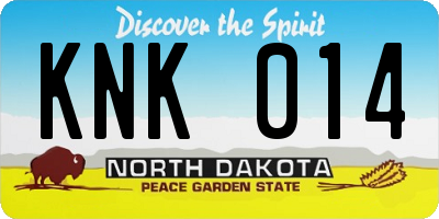 ND license plate KNK014