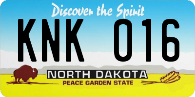 ND license plate KNK016
