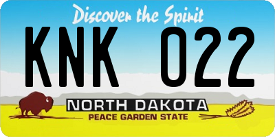 ND license plate KNK022
