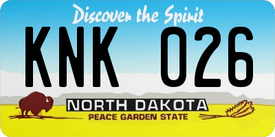 ND license plate KNK026