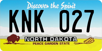 ND license plate KNK027
