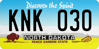 ND license plate KNK030