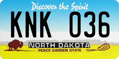 ND license plate KNK036
