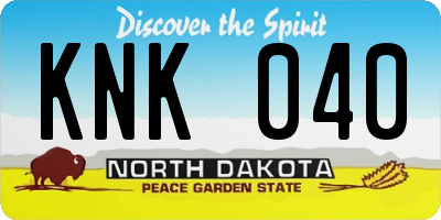 ND license plate KNK040