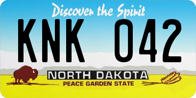 ND license plate KNK042