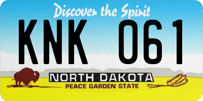 ND license plate KNK061