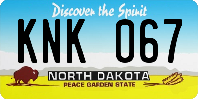 ND license plate KNK067
