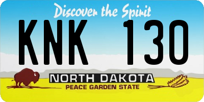 ND license plate KNK130