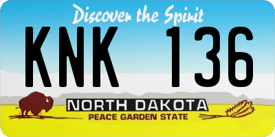 ND license plate KNK136