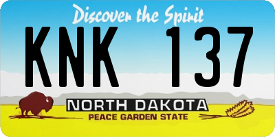 ND license plate KNK137