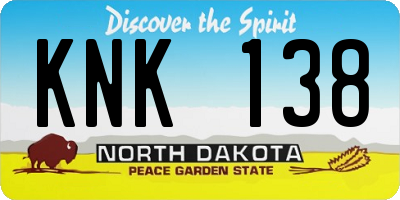 ND license plate KNK138
