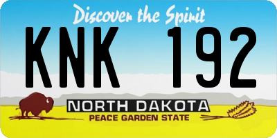 ND license plate KNK192