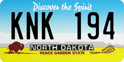 ND license plate KNK194