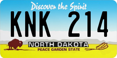 ND license plate KNK214