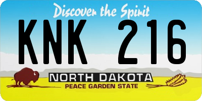 ND license plate KNK216