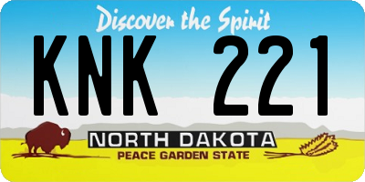 ND license plate KNK221