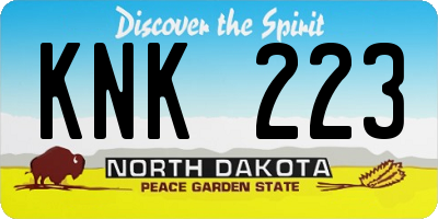 ND license plate KNK223