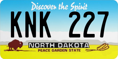 ND license plate KNK227